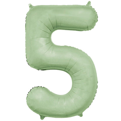 Pastel Green Inflated Foil Number Balloons