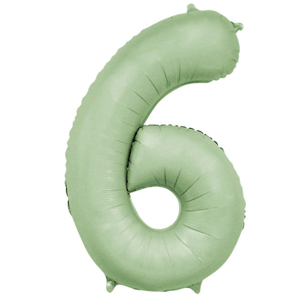Pastel Green Inflated Foil Number Balloons
