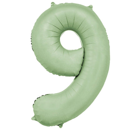 Pastel Green Inflated Foil Number Balloons