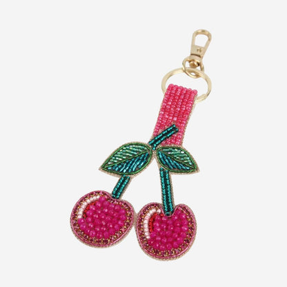 Beaded Cherry Keyring & Bag Charm