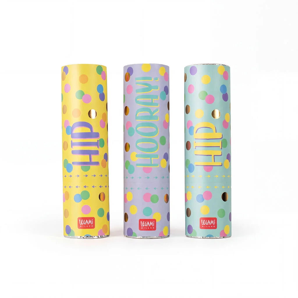 Set of Three Mini Confetti Poppers - Party Poppers - Legami