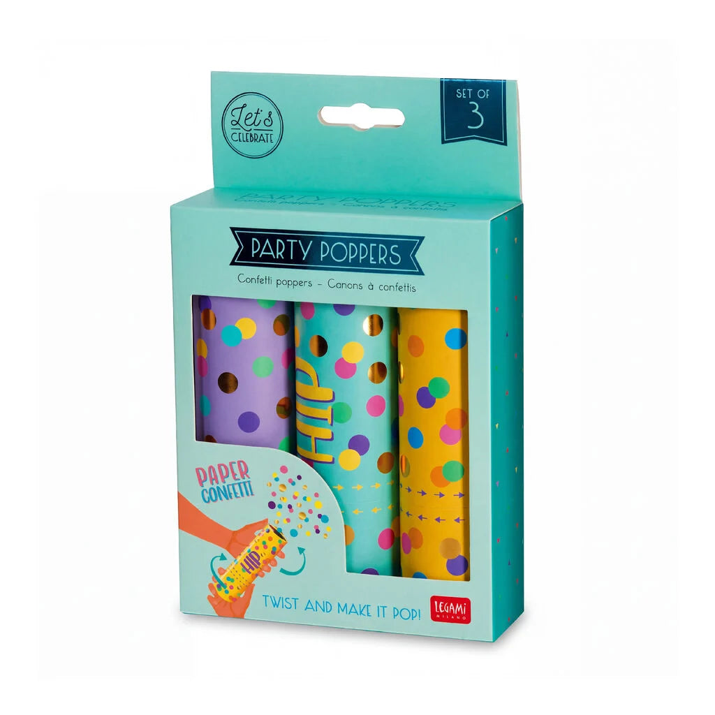 Set of Three Mini Confetti Poppers - Party Poppers - Legami