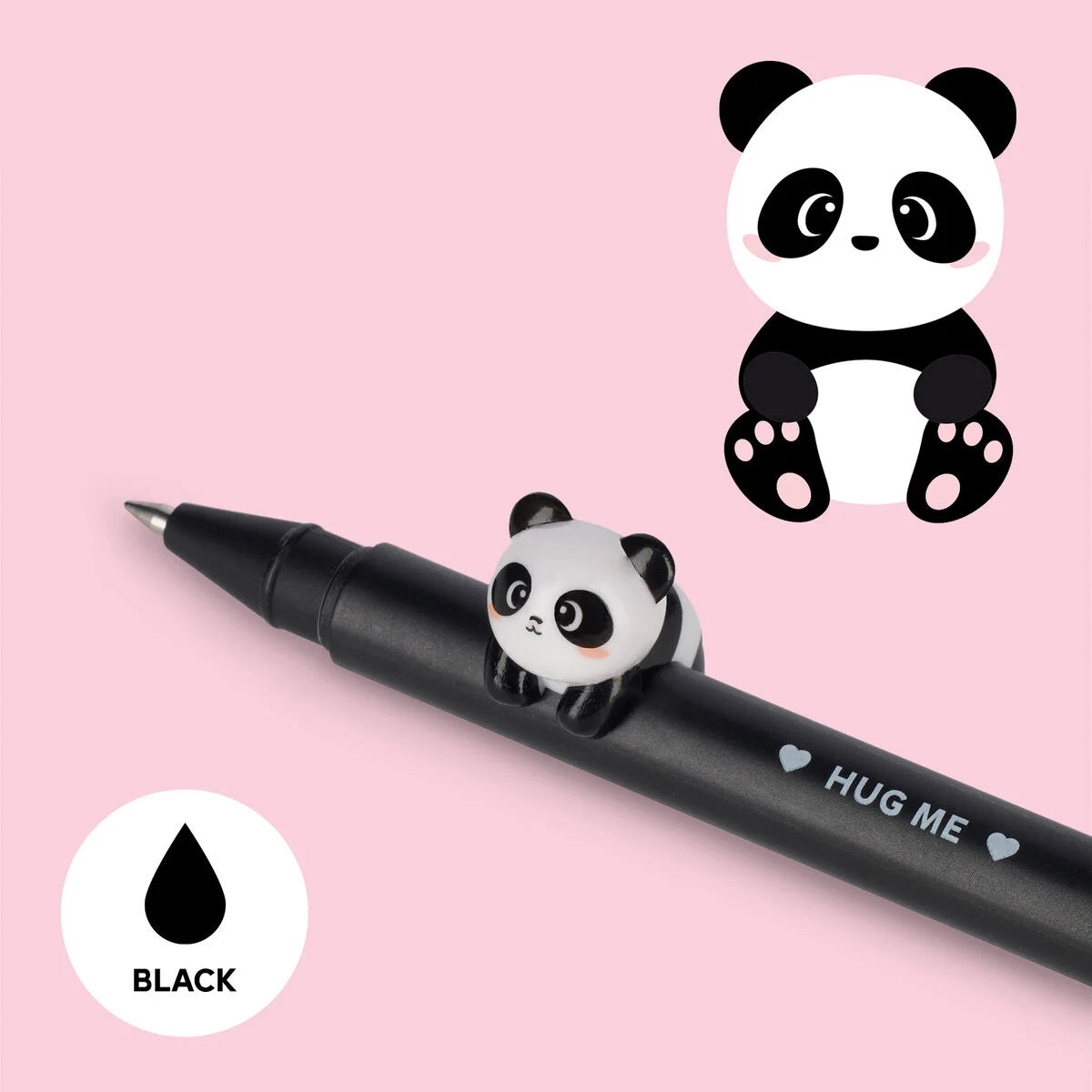Legami Gel Pen with "Hug Me" Panda Animal Decoration - Lovely Friends