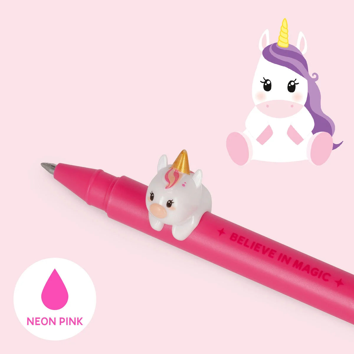 Legami Gel Pen with "Believe in Magic" Unicorn Animal Decoration - Lovely Friends