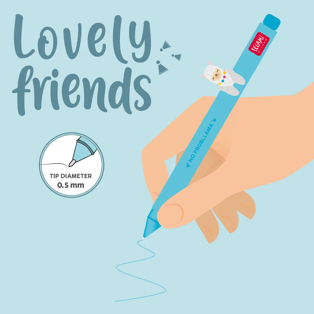Legami Gel Pen with "No Probllama" Llama Animal Decoration - Lovely Friends