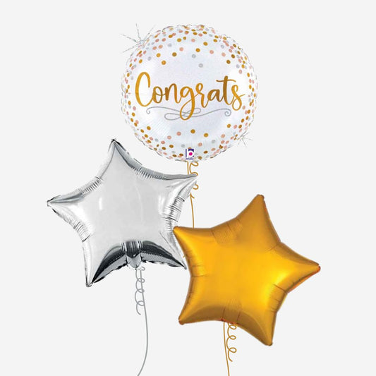 Congratulations Confetti Stars Inflated Balloon Bouquet