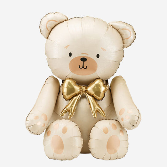 Cream And Gold Bear Shape 29" Inflated Foil Balloon