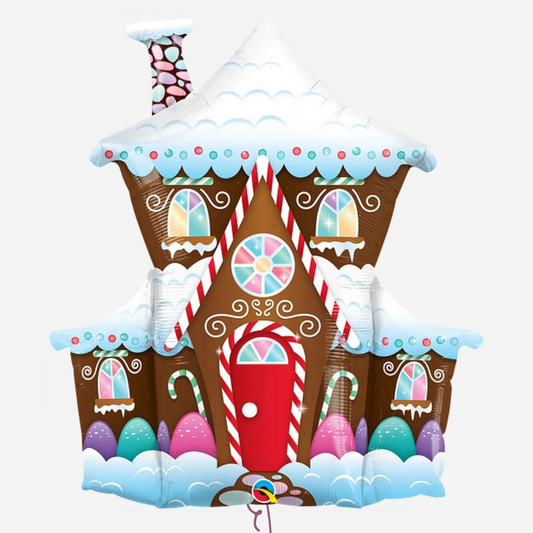 Decorated Gingerbread House Inflated Foil Balloon