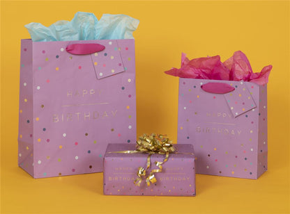 Happy Birthday Pink Spots Medium Gift Bag
