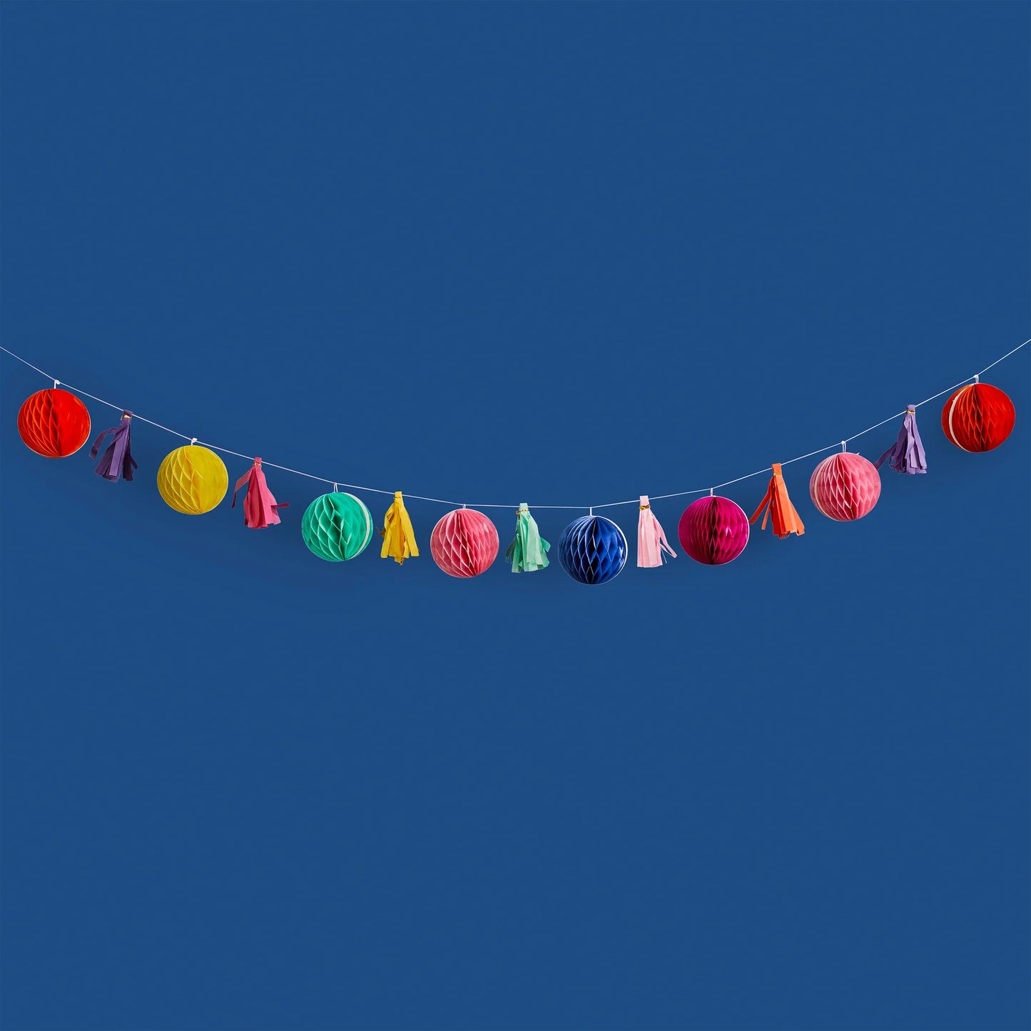 Bright Coloured Honeycomb & Tassel Garland