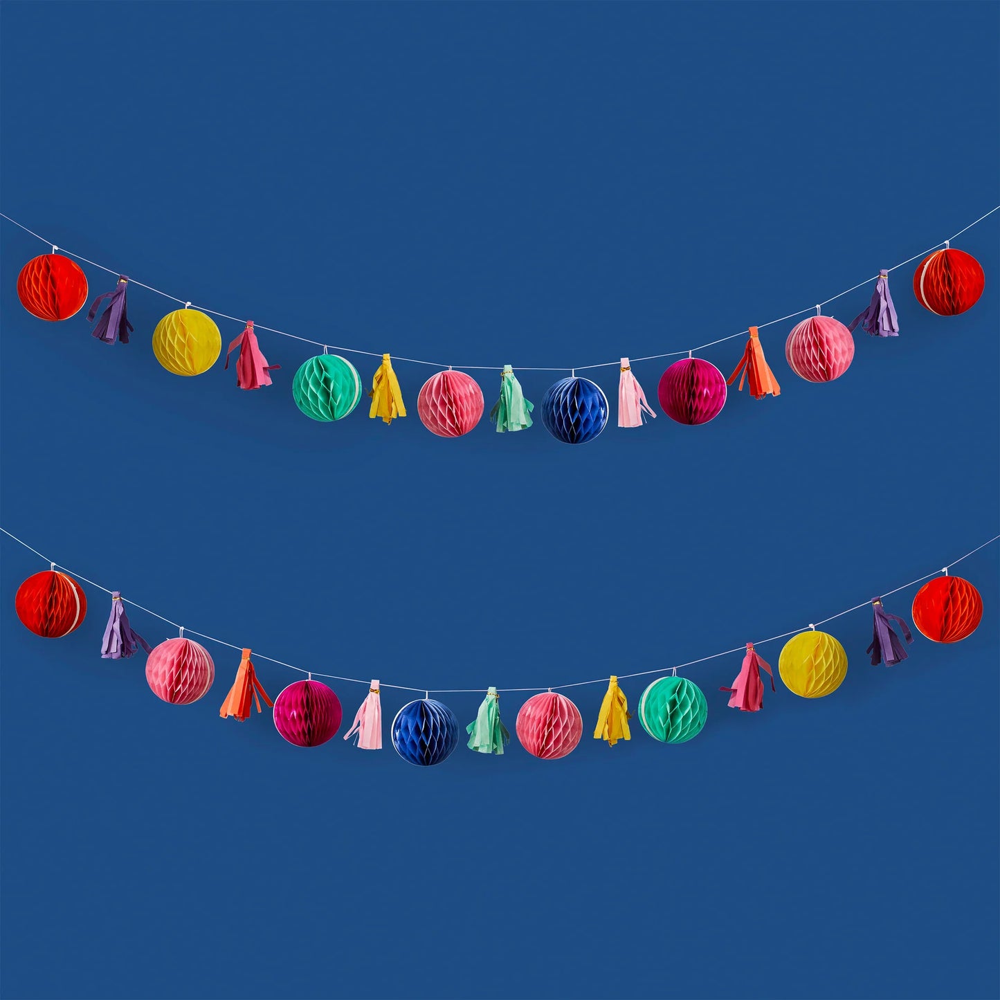 Bright Coloured Honeycomb & Tassel Garland