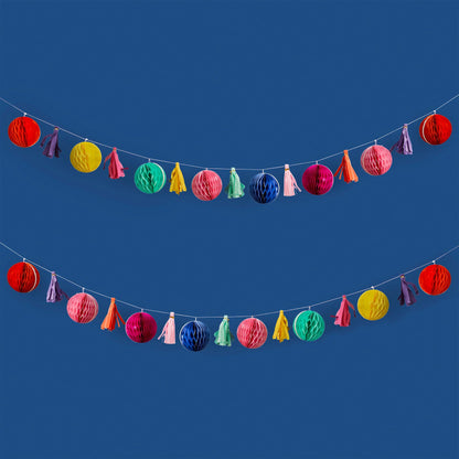 Bright Coloured Honeycomb & Tassel Garland