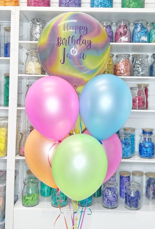 Personalised Neon Swirl Inflated Balloon Bouquet