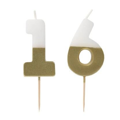 White & Gold Milestone Number Candles
