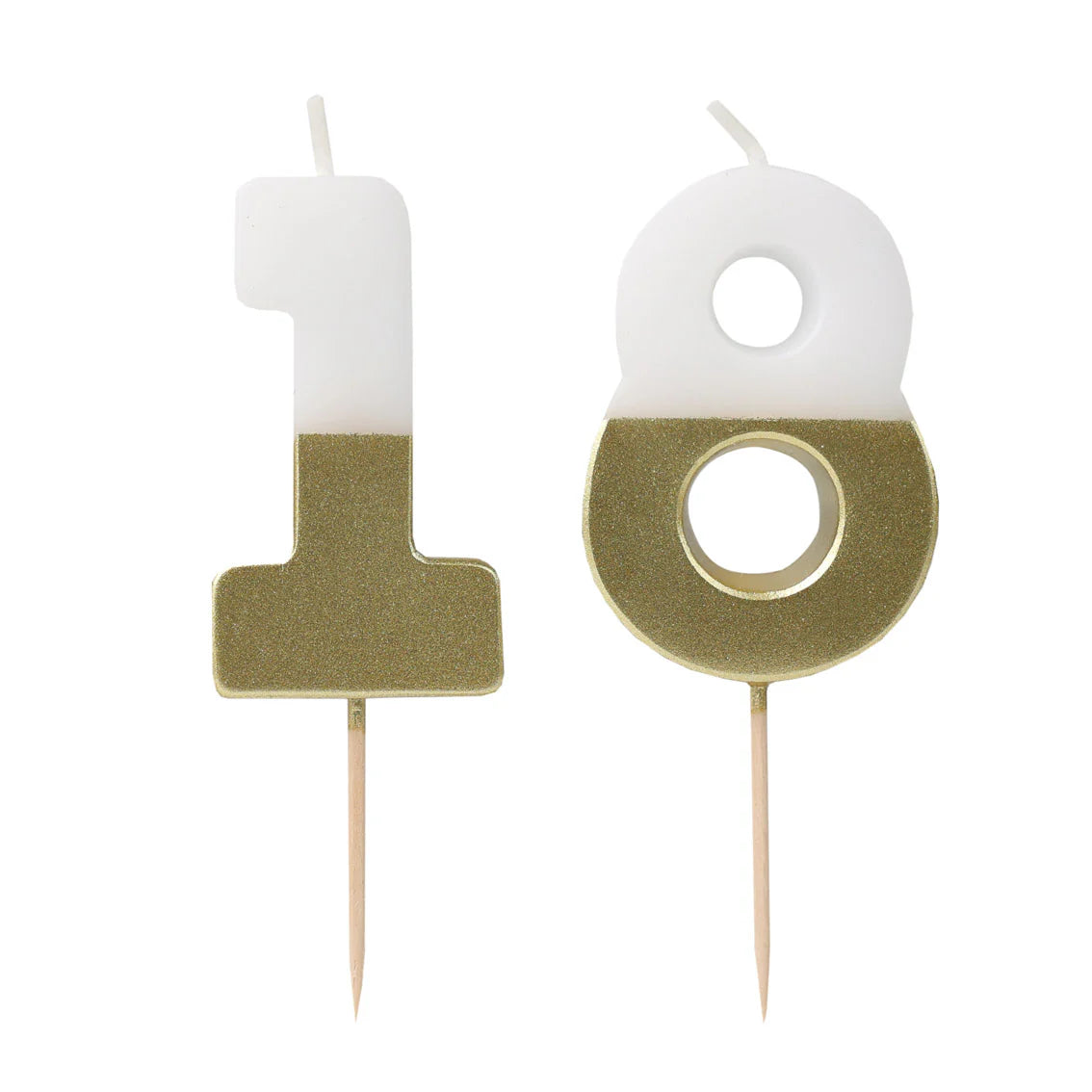 White & Gold Milestone Number Candles