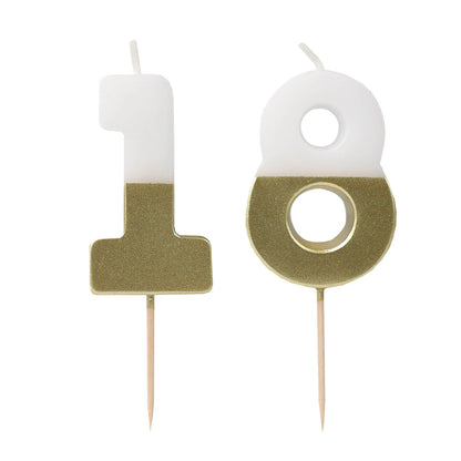 White & Gold Milestone Number Candles