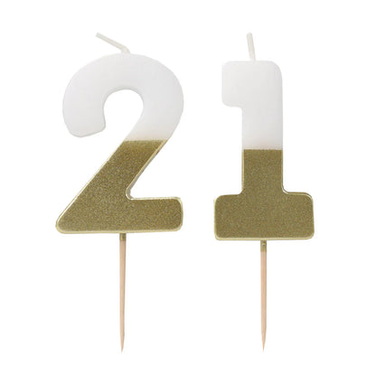 White & Gold Milestone Number Candles