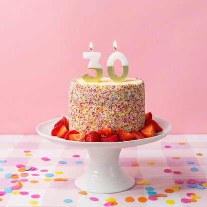 White & Gold Milestone Number Candles