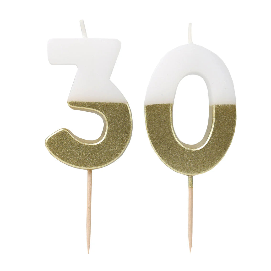 White & Gold Milestone Number Candles