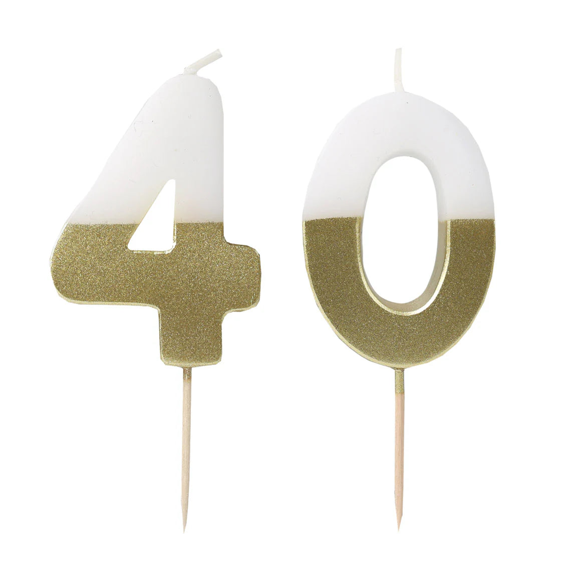 White & Gold Milestone Number Candles