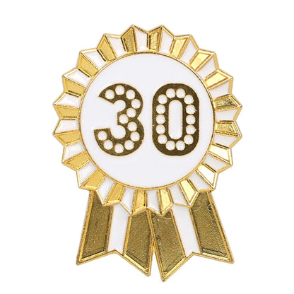 Milestone Gold Enamel Birthday Pin Badge - Ages 16 to 50