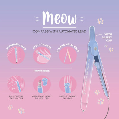 Compass with Mechanical Pencil - Meow