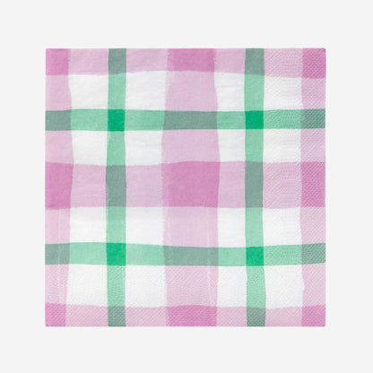 Mellow Lilac & Green Gingham Paper Napkins