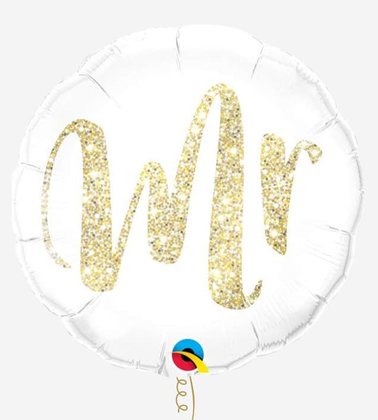 Mr. Glitter Gold 18" Inflated Foil Balloon