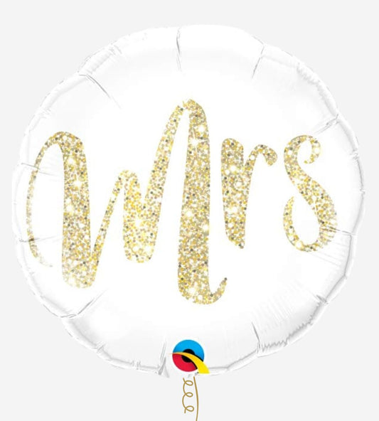 Mrs. Glitter Gold 18" Foil Balloon