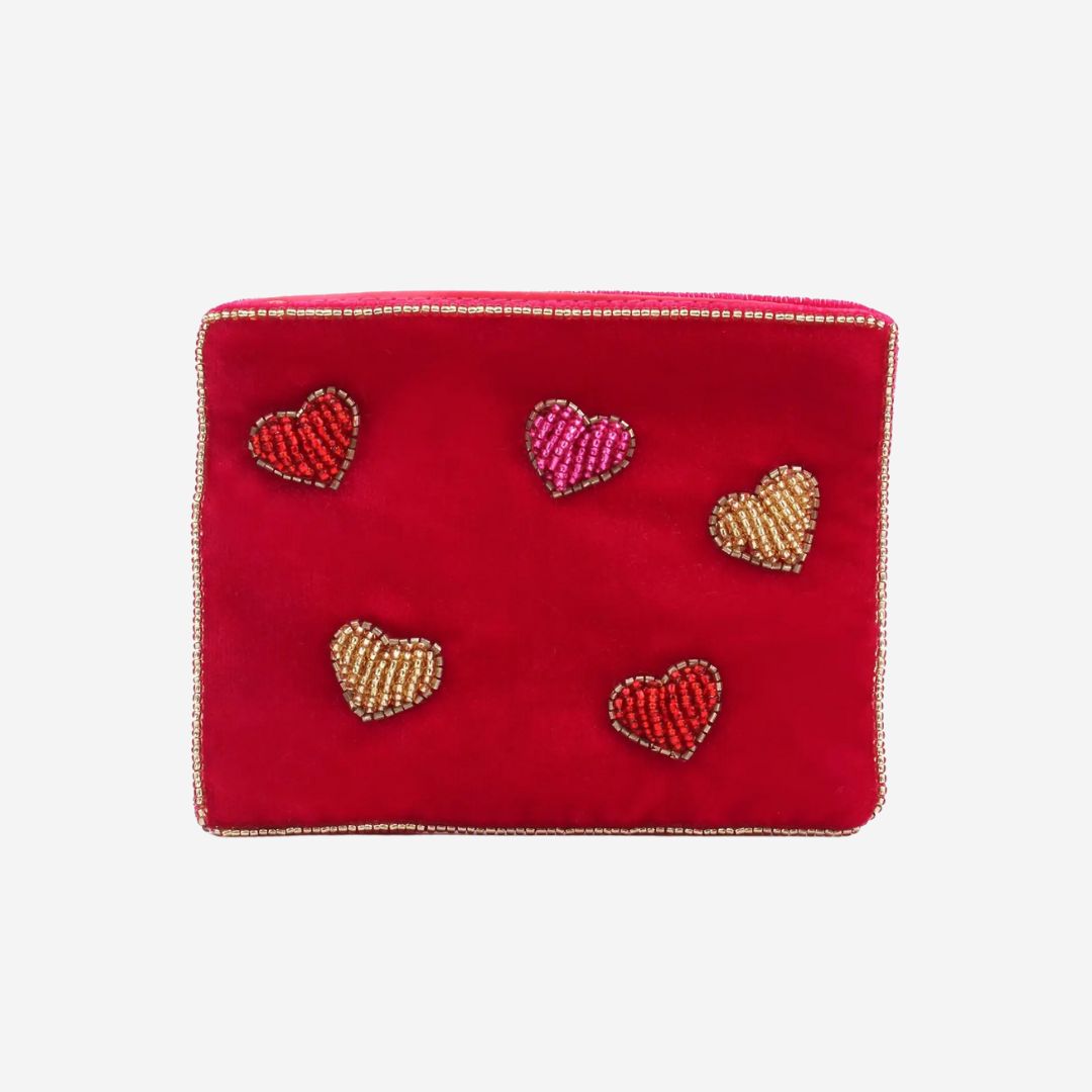 Multi Heart Beaded Small Pouch
