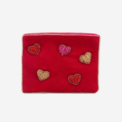 Multi Heart Beaded Small Pouch