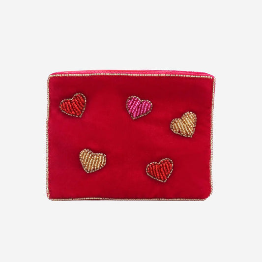 Multi Heart Beaded Small Pouch