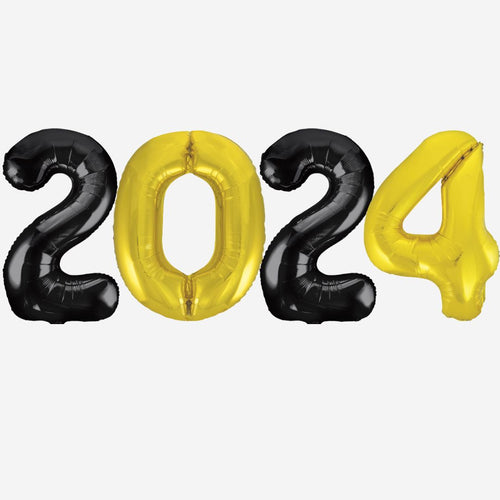 2024 BLACK & GOLD Foil Balloons Inflated