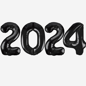 2024 BLACK Foil Balloons Inflated