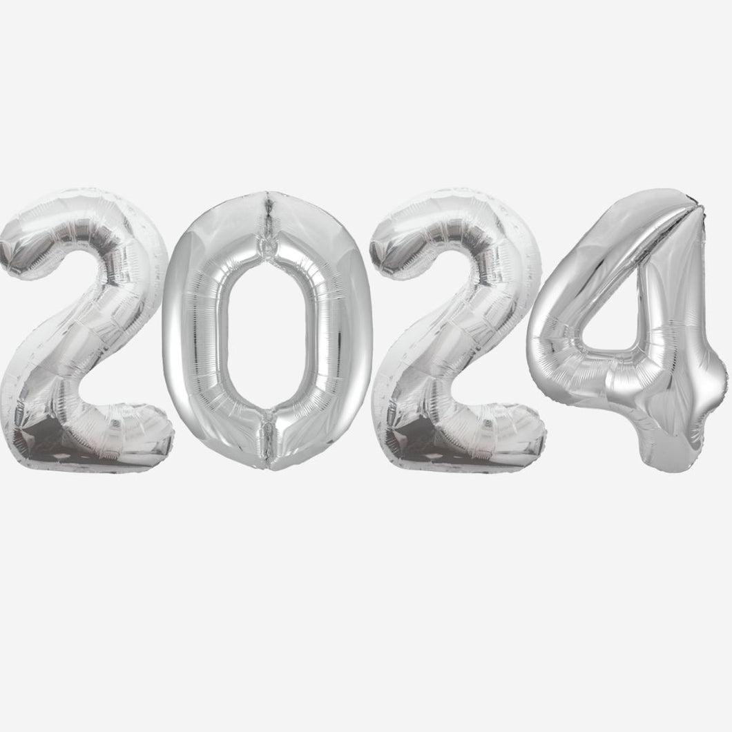 2024 SILVER Foil Balloons Inflated