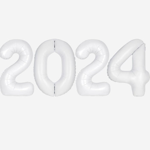 2024 WHITE Foil Balloons Inflated