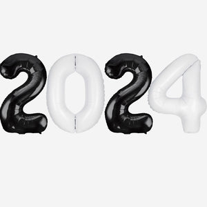 2024 BLACK & WHITE Foil Balloons Inflated