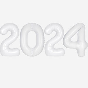 2024 WHITE Foil Balloons Inflated