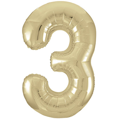 White Gold Inflated Foil Number Balloons