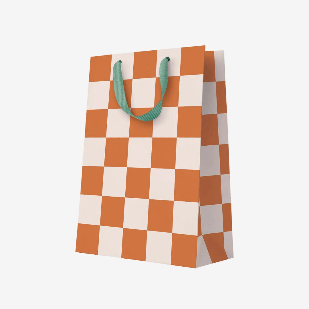Burnt Sienna Checkerboard Large Gift Bag