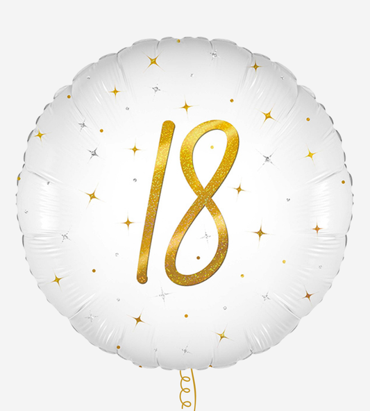 18th Birthday White Holographic Inflated Foil Balloon