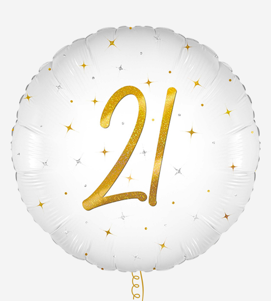 21st Birthday White Holographic Inflated Foil Balloon
