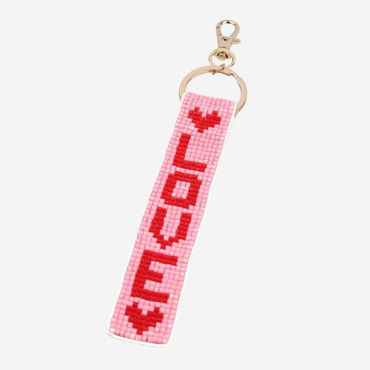 Pink Love Beaded Keyring & Bag Charm