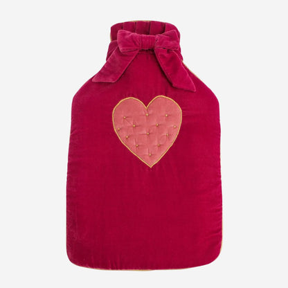 Pink Velvet Heart Hot Water Bottle