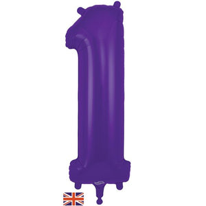 Purple Inflated Foil Number Balloons 34"