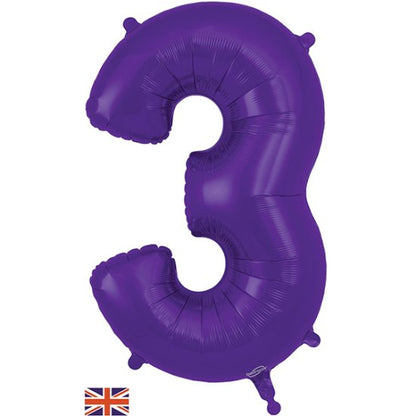Purple Inflated Foil Number Balloons 34"