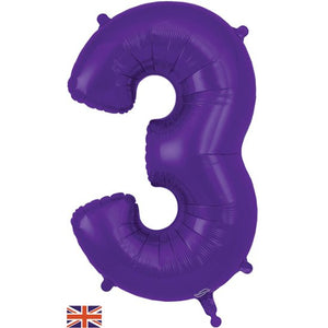 Purple Inflated Foil Number Balloons 34"