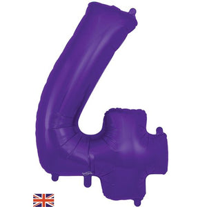 Purple Inflated Foil Number Balloons 34"