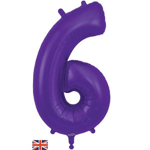 Purple Inflated Foil Number Balloons 34"