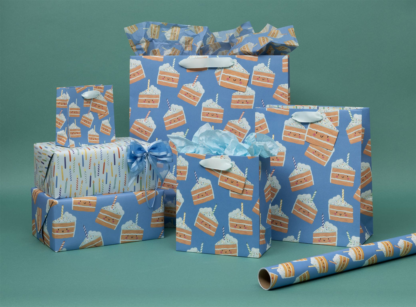 Cakey Blue Wrapping Paper Roll by Kate McFarlane